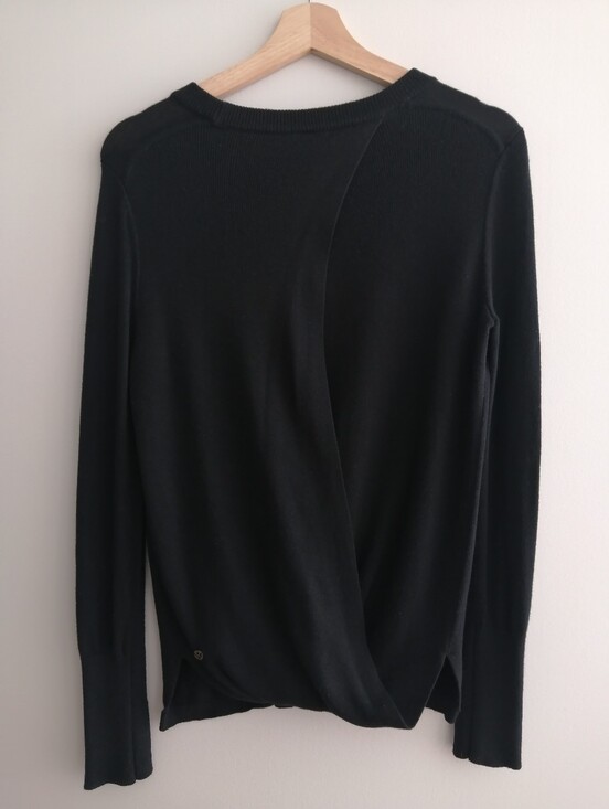 lululemon athletica Sweaters - Lululemon Bring It Backbend Sweater Crossover Open Back Black Knit Medium